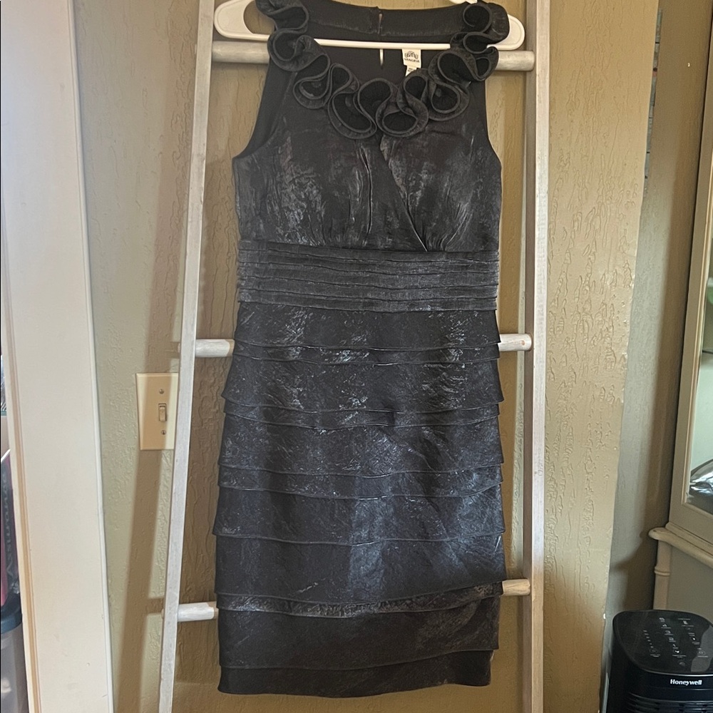 Signature by Sangria Black Ruffled Mini Dress